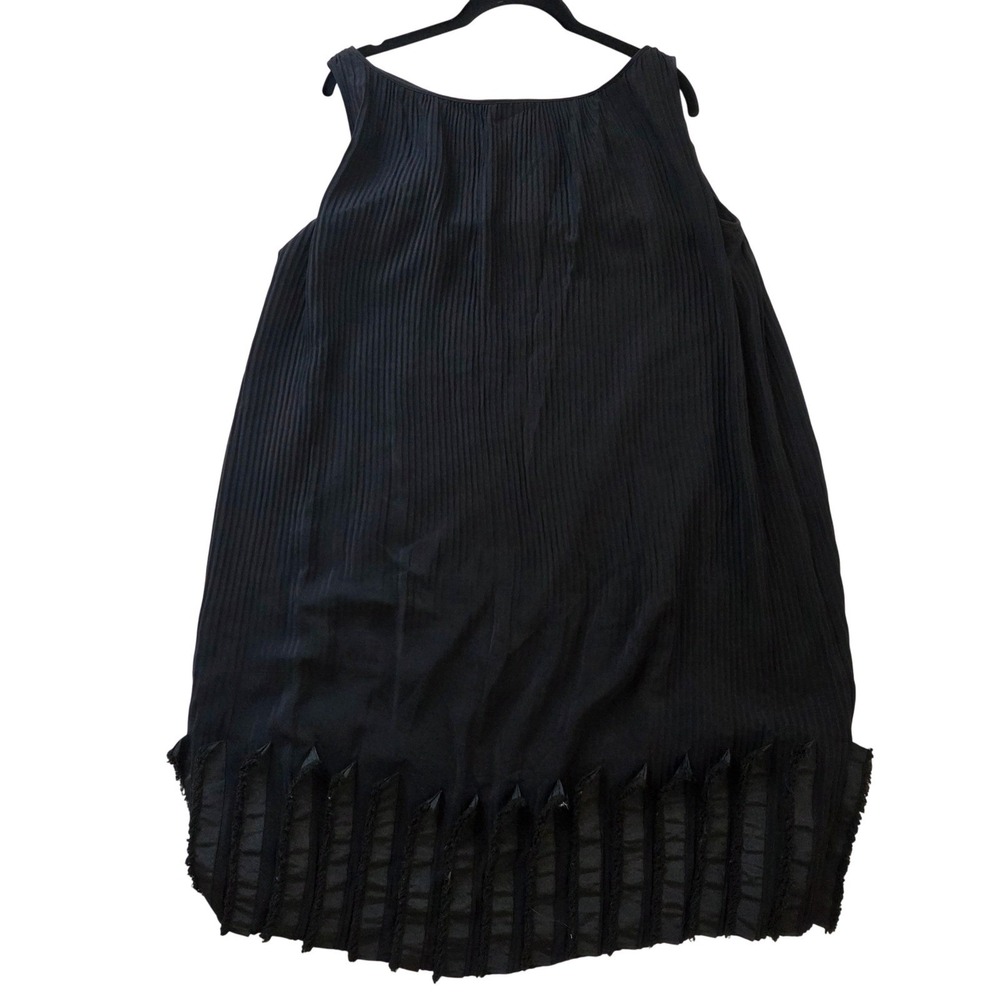 FENDI‎ Italy Black Dress Pleated Fringe Trim Sleeveless Elegant - Picture 7 of 9